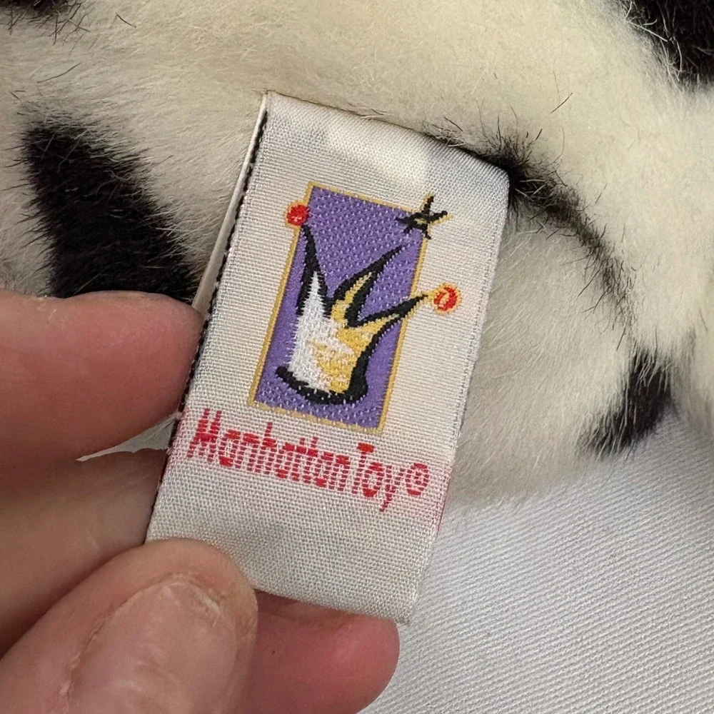 Manhattan Toy Plush Cow Stuffed Animal Horns Black White Farm Animal Toy 2000‎